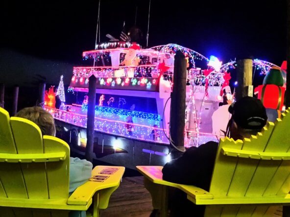 image of boat with holiday lights