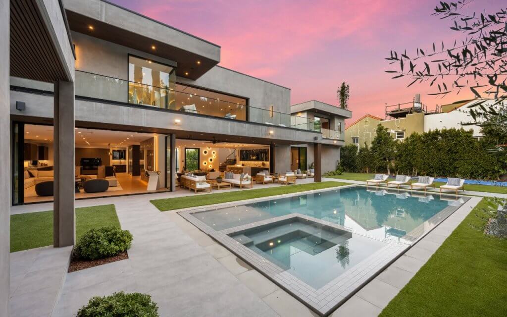 image of backyard of modern house
