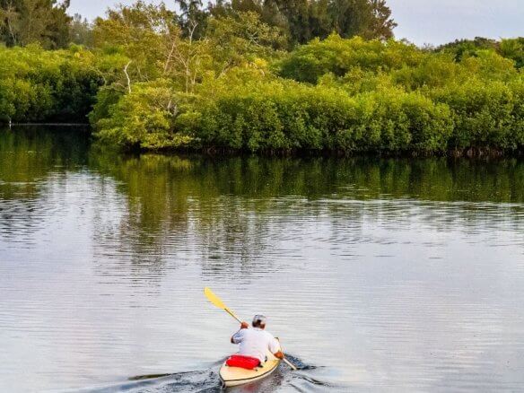 image of man kayaking