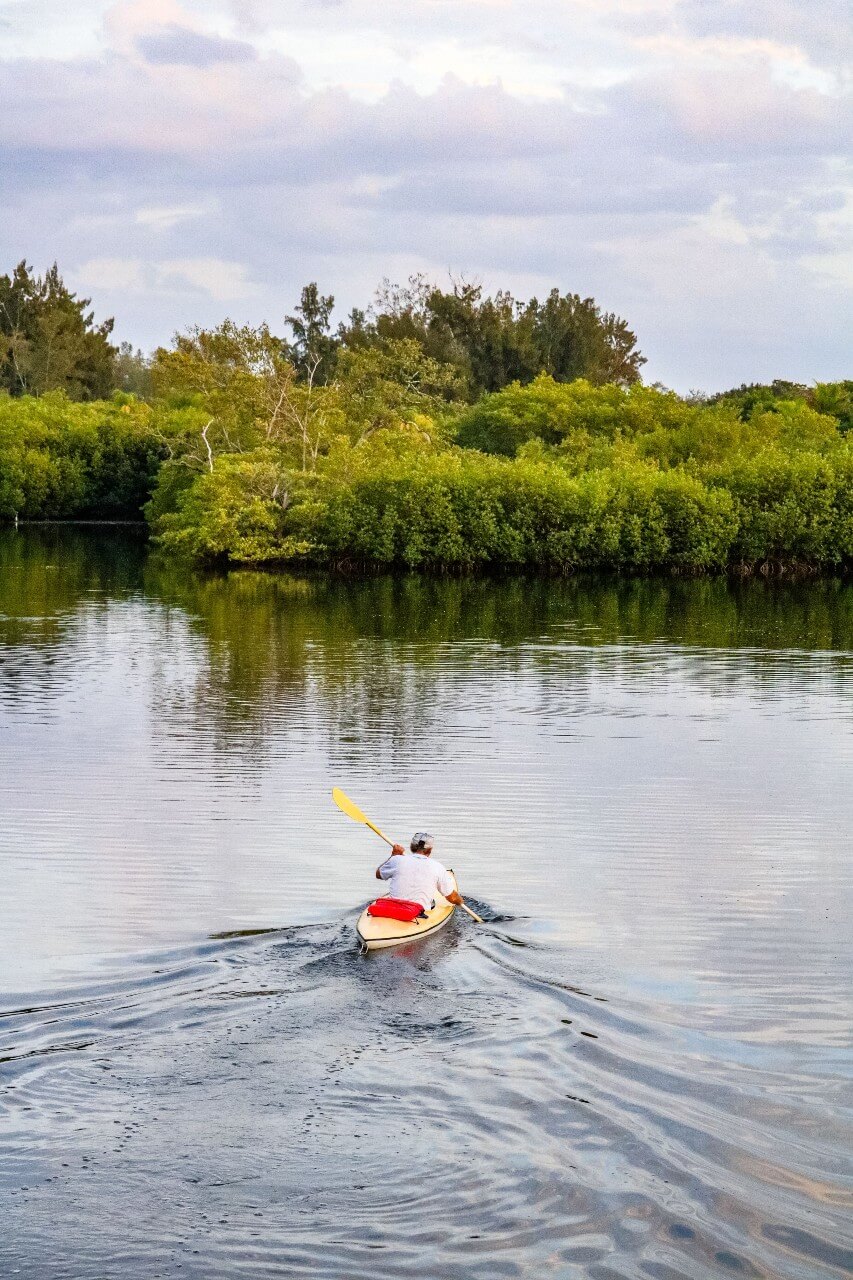 image of man kayaking